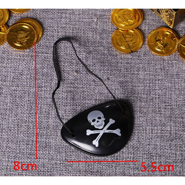 Wholesale Classic Skull Print Pirate Captain Hat Black Pirate Eye Patch for Halloween Costume Pirate Themed Party Photo Props