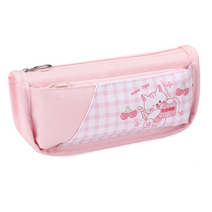 Large capacity stationery bag Schoolgirl canvas bear Rabbit cartoon pencil case Bus pencil case