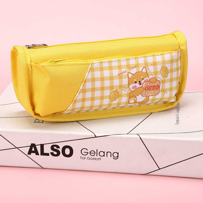 Large capacity stationery bag Schoolgirl canvas bear Rabbit cartoon pencil case Bus pencil case