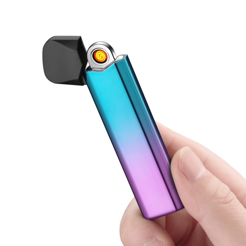 Mini Windproof Two-side Touch Sensor Metal Flameless Rechargeable Electric USB Lighter