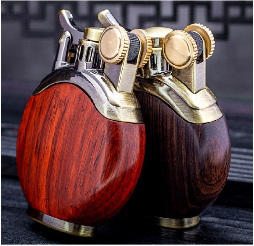 2023 Classic High-end Heavy Wood Kerosene Lighter Flint Refillable Oil Cigarette Lighters Custom Logo