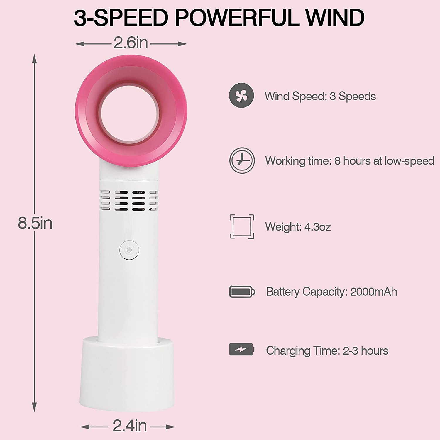 2023 New No Blades Whirlwind Personal Cooling Fan Mini Bladeless Fan for Travel, Handheld or Hands-free