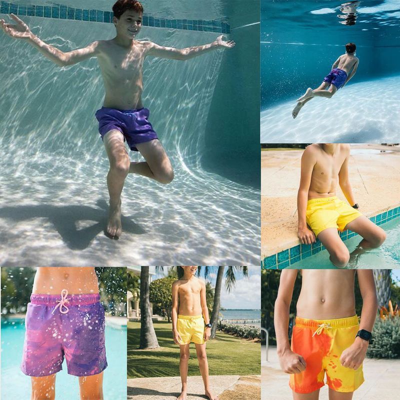 Color Changing Swim Trunks Men Quick Dry Bathing Swimwear Beach Pants Surfing Board Summer Plus Size Mesh Mens Shorts