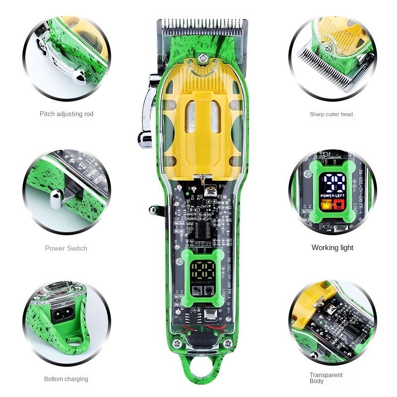 New  LCD Display Hair Clipper Set Electric Hair Trimmer with Digital Display Oil Head Pusher and Rechargeable Haircut Clippers