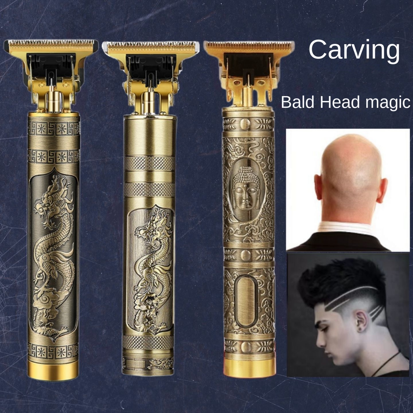 T9 Metal Hair Clipper Electric Trimmer Oil Head Carving Electric Pusher Dragon Buddha Head Hair Clipper Bald Clipper