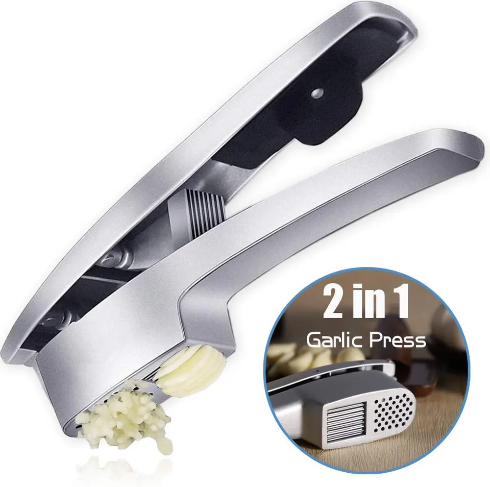 Hot Selling Multi-functional 2 in 1 Kitchen Gadgets Ginger Mincer Garlic Crusher Handheld Stainless Steel Garlic Press Rocker