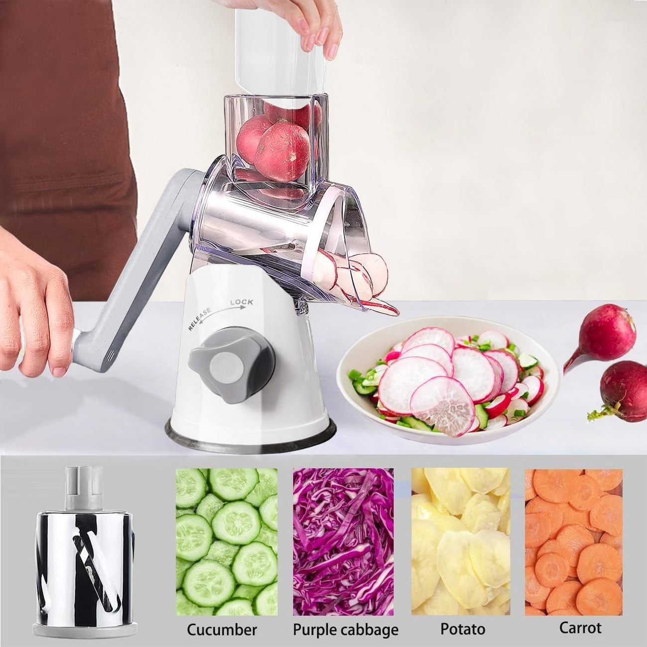 Wholesale Stainless Steel Handheld Rotary Cheese Grater Shredder Manual Vegetable Slicer Nut Grinder Vegetable Cutter Chopper