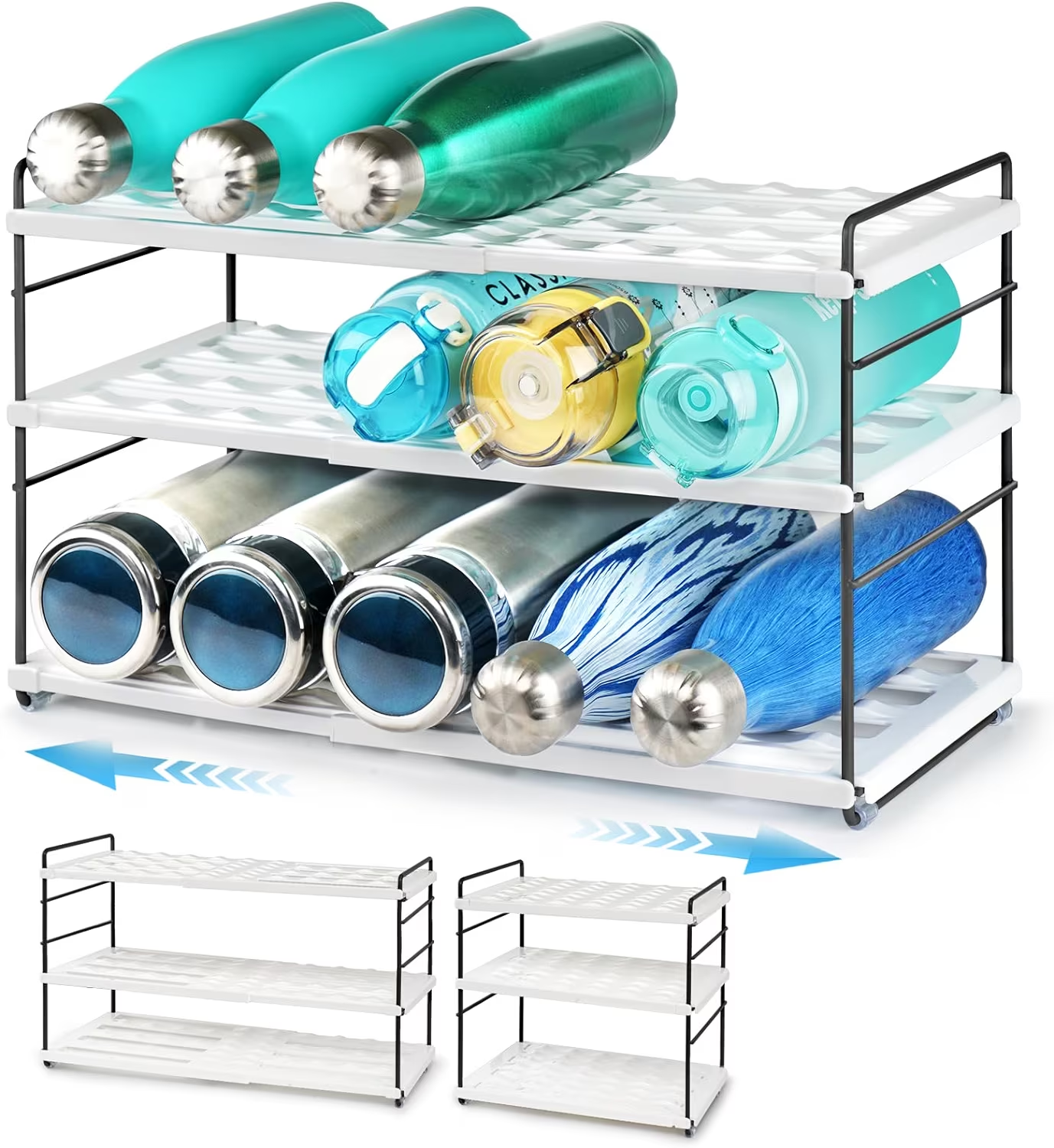 Expandable Water Bottle Storage Rack Home And Kitchen Water Bottle Organizer for Cabinet Water Bottle Shelf Storage for Tumbler