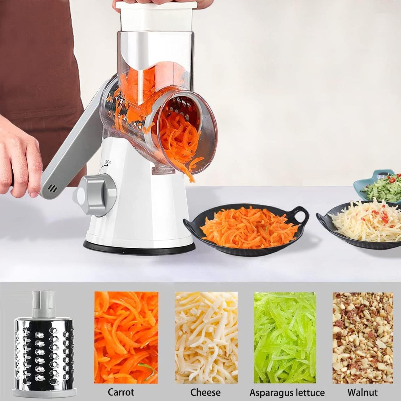 Wholesale Stainless Steel Handheld Rotary Cheese Grater Shredder Manual Vegetable Slicer Nut Grinder Vegetable Cutter Chopper