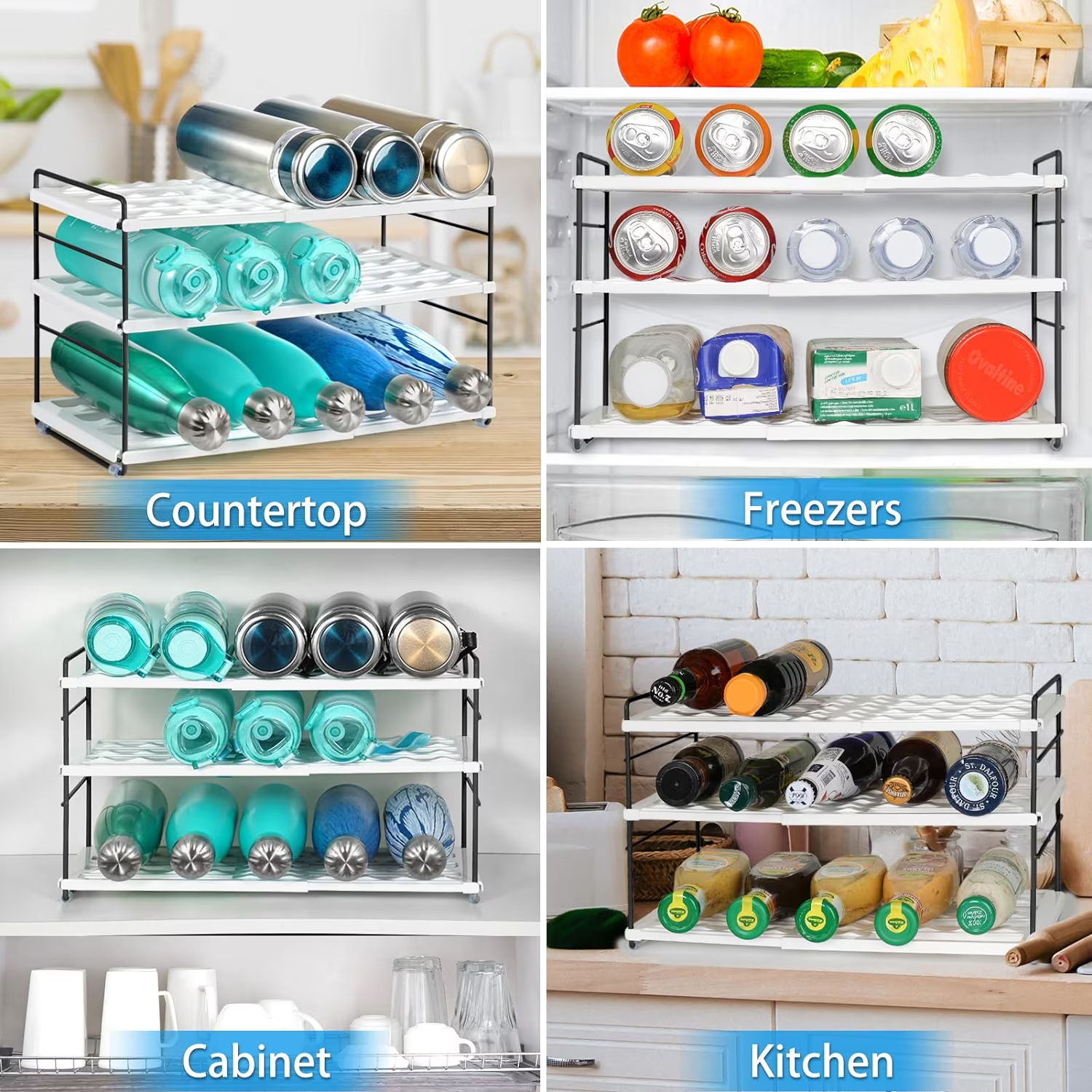 Expandable Water Bottle Storage Rack Home And Kitchen Water Bottle Organizer for Cabinet Water Bottle Shelf Storage for Tumbler