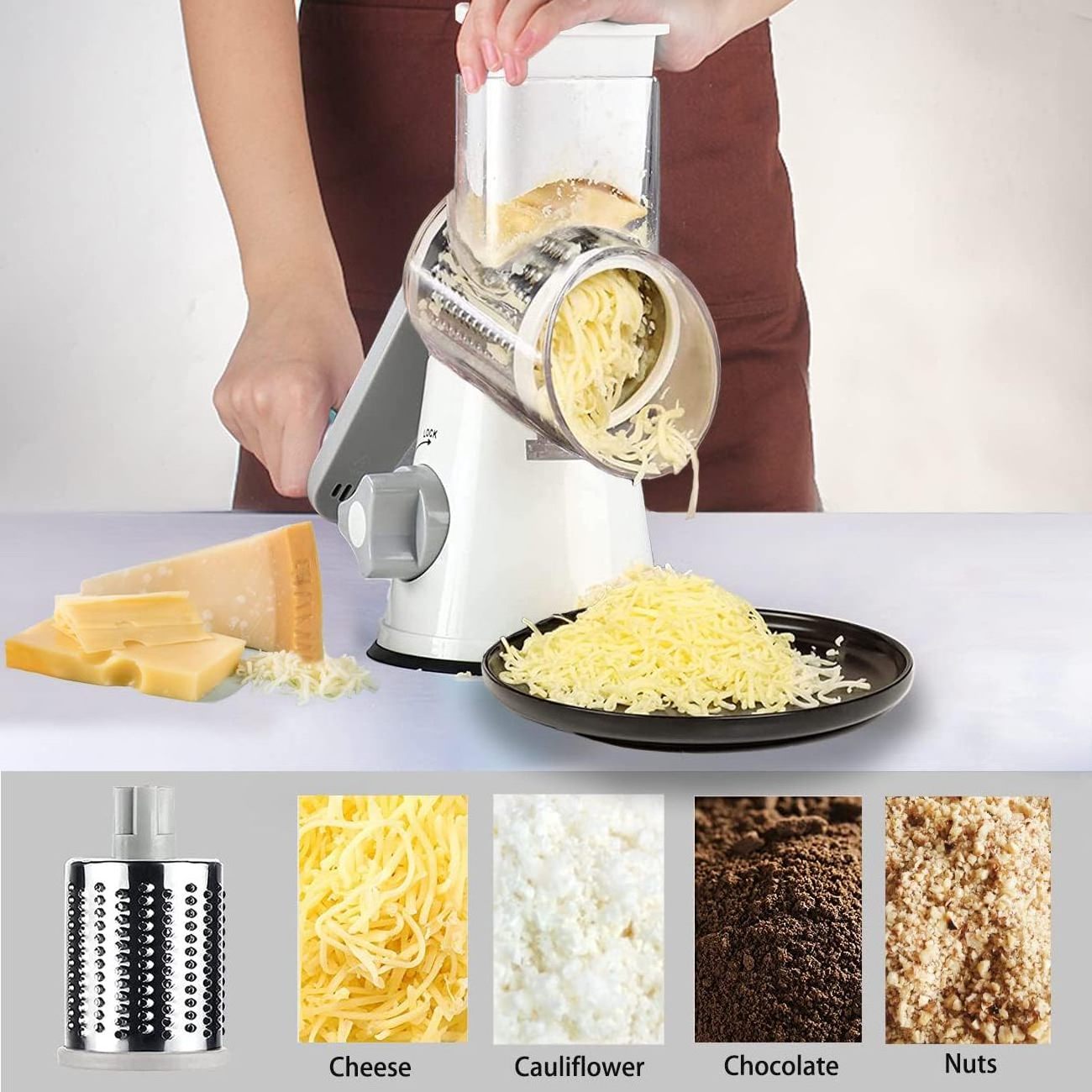 Wholesale Stainless Steel Handheld Rotary Cheese Grater Shredder Manual Vegetable Slicer Nut Grinder Vegetable Cutter Chopper