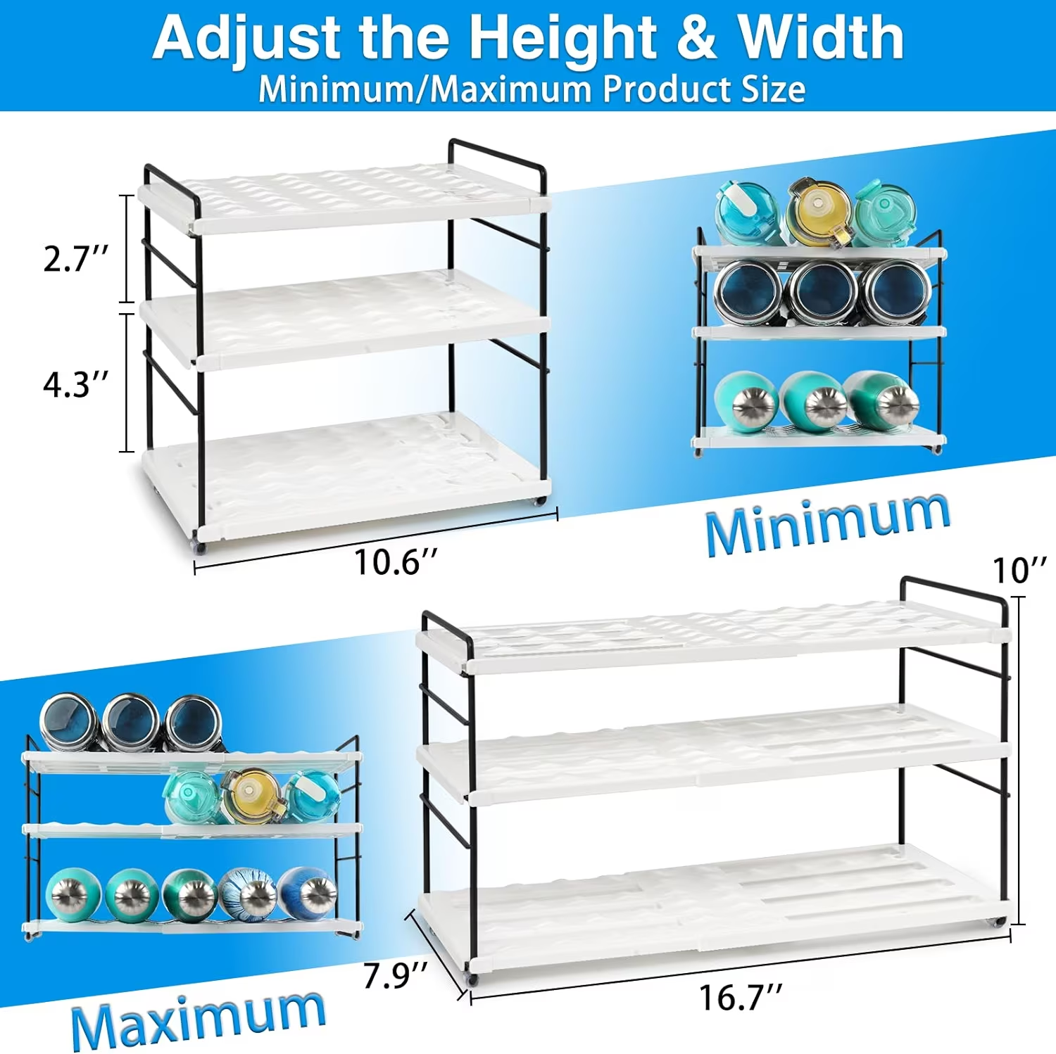 Expandable Water Bottle Storage Rack Home And Kitchen Water Bottle Organizer for Cabinet Water Bottle Shelf Storage for Tumbler