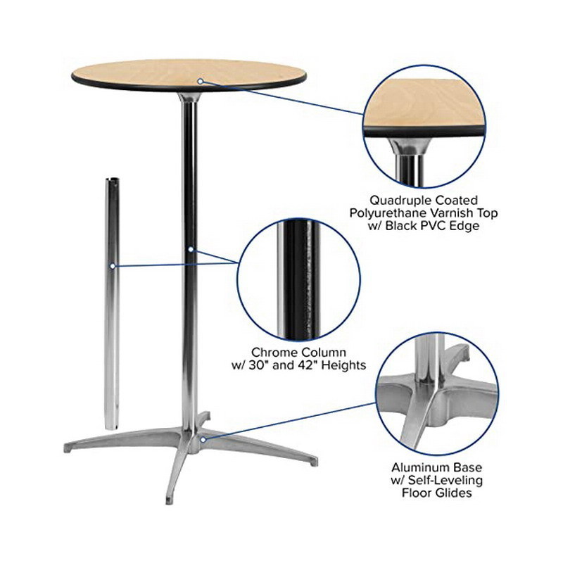 Wholesale High Top Cocktail  table Metal Steel Frame Round Natural Wood Bar Table for  home Party