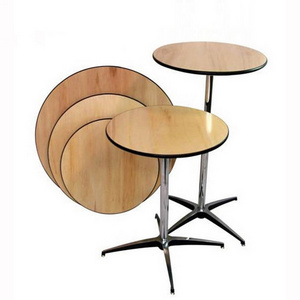 Wholesale High Top Cocktail  table Metal Steel Frame Round Natural Wood Bar Table for  home Party