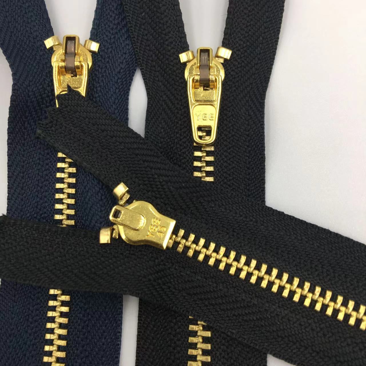 Custom 5# metal zipper 5 YG jeans brass zipper closed end metal zipper