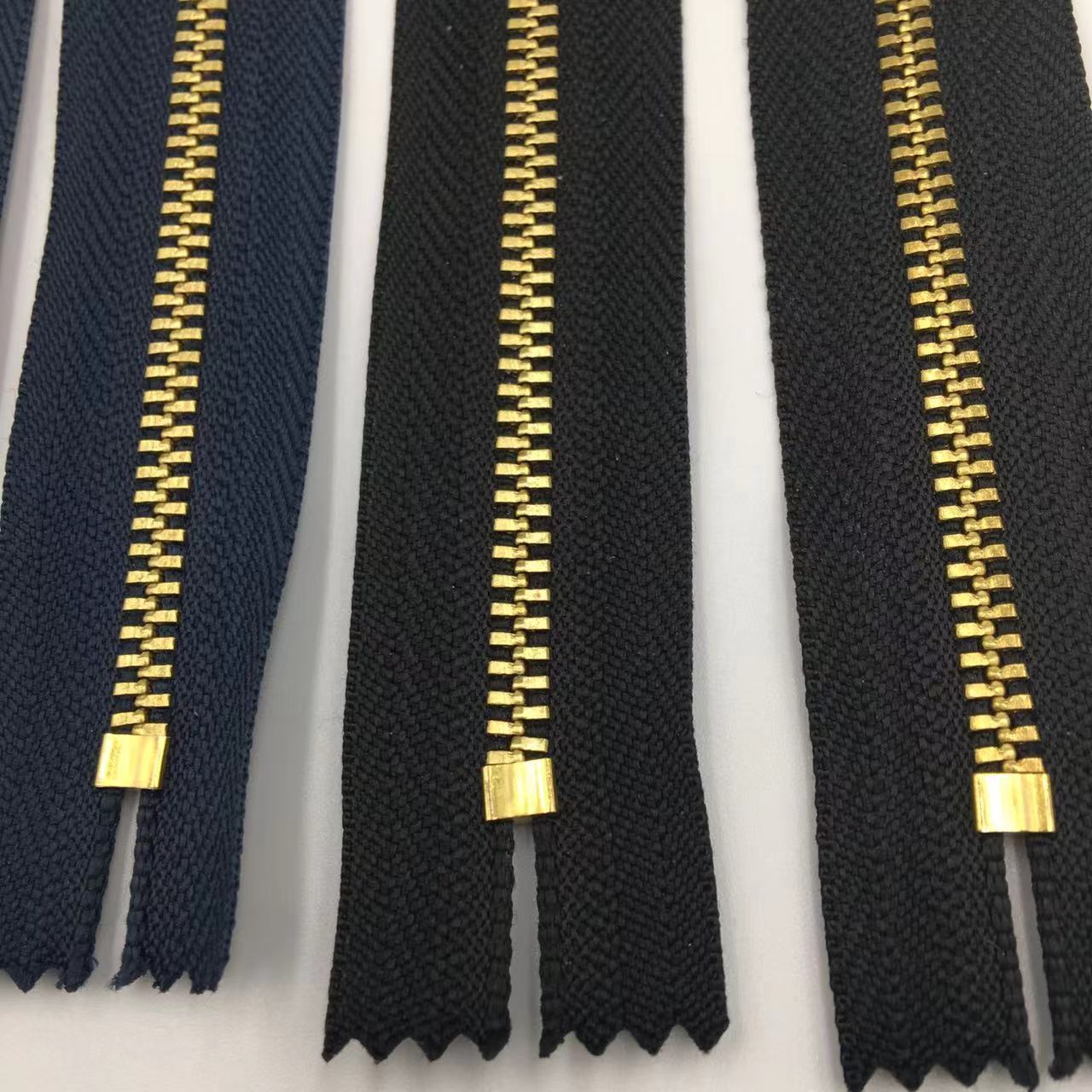 Factory wholesale 3#_5# Brass Yg zipper with semi-automatic lock jeans brass zipper metal zipper