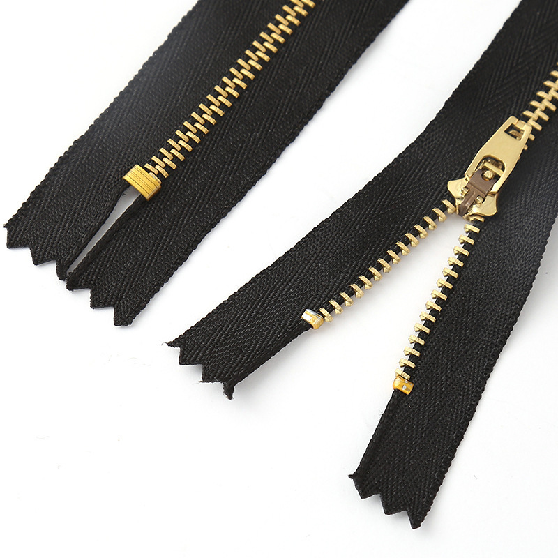 Custom 5# metal zipper 5 YG jeans brass zipper closed end metal zipper