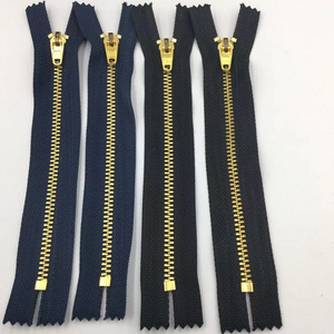 Factory wholesale 3#_5# Brass Yg zipper with semi-automatic lock jeans brass zipper metal zipper