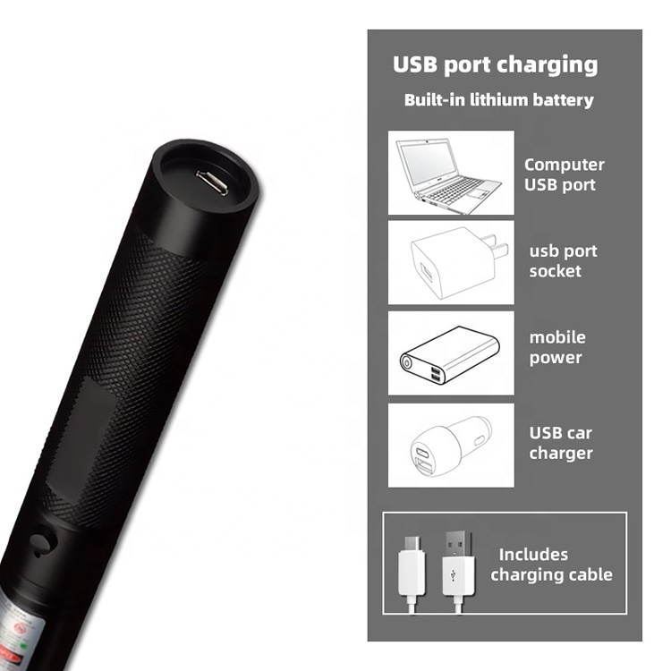 Portable USB Charging Green Laser Pointer Manufacturer Direct Selling Teaching Laser Pen