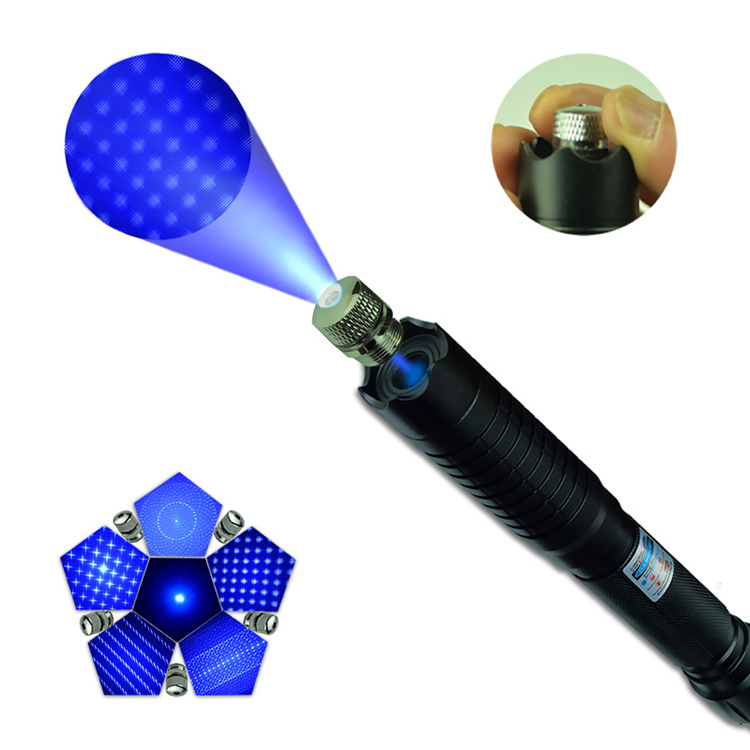 Metal Laser Pointer Manufacturer Direct Sales Adjustable Blue Laser Pointer 450nm with 5 Star  Aluminum Case Set