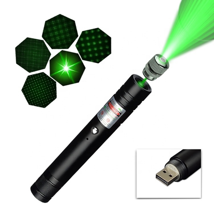 Manufacturer direct USB rechargeable green laser pointer aiming pointer built-in battery red laser pointer