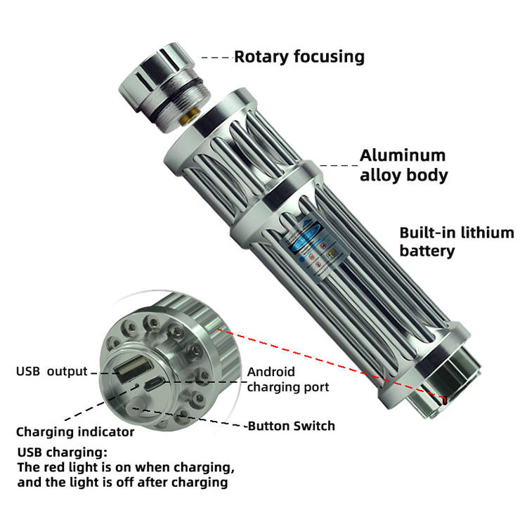 Gatling Shape B017USB Rechargeable Blue Laser 450nm Focusing Laser Pointer Flashlight Pointeur Laserzeiger