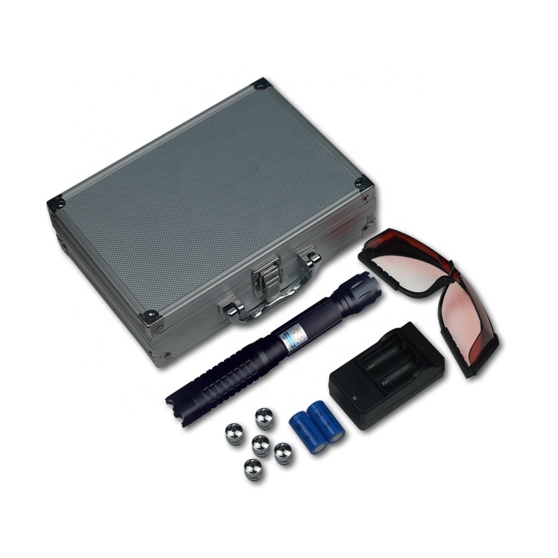 B009 Metal Laser Pointer Manufacturer Direct Sales Adjustable Blue Laser Pointer 450nm with 5 Star  Aluminum Case Set