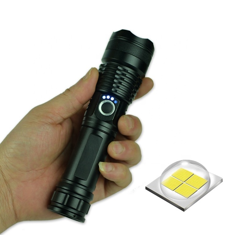 High lumen USB rechargeable tactical flashlight portable zoom LED flashlight P50 outdoor camping and hiking