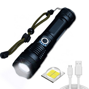 High lumen USB rechargeable tactical flashlight portable zoom LED flashlight P50 outdoor camping and hiking