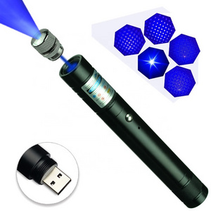 Portable blue light 450nm  low power USB charging laser pointer aiming pointer with built-in battery  laser pointer