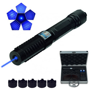 Metal Blue Laser pointer manufacturer wholesale 450nm with 5 in 1 star hatband battery Pointeu Laserzeigerr