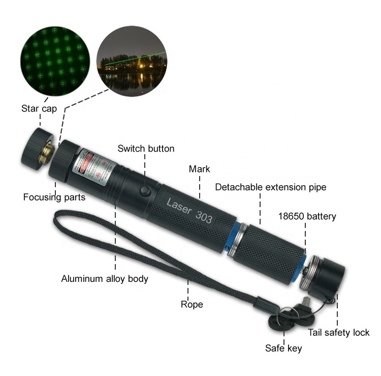 Metal laser pen manufacturers direct sales of green laser pointer teaching instruction flashlight set shipped