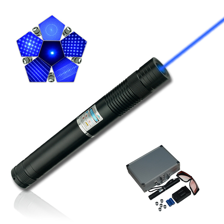 Manufacturer Direct B008 Blue Laser Pointer with Adjustable focus for long distance 5 in 1 star