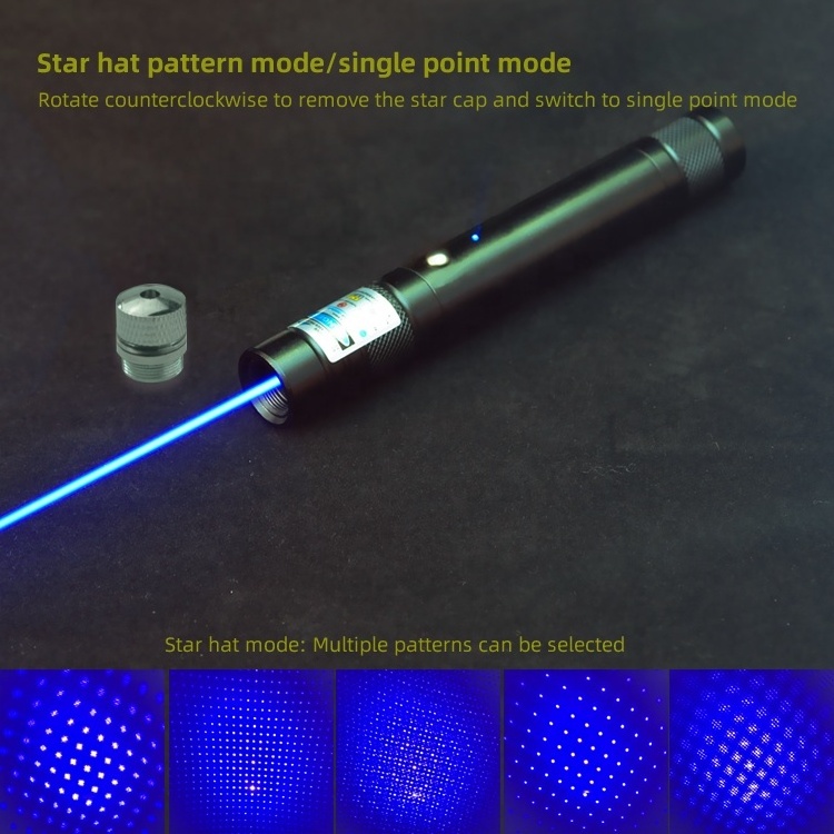 Portable blue light 450nm  low power USB charging laser pointer aiming pointer with built-in battery  laser pointer