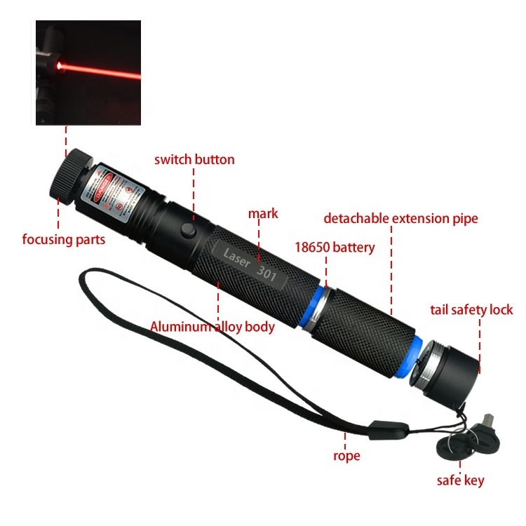 Factory direct sales new 301 single point adjustable red laser pointer 650nm laser indication teaching pen