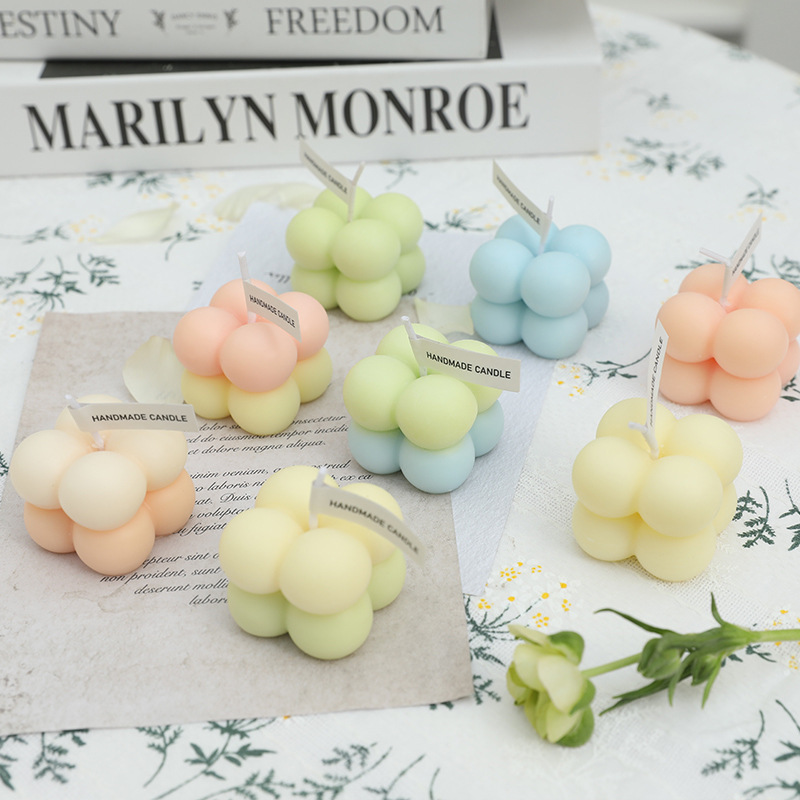 Ins style Romantic decoration in bulk handmade Cute Mini small Magic Cube bubble Smokeless scented candle