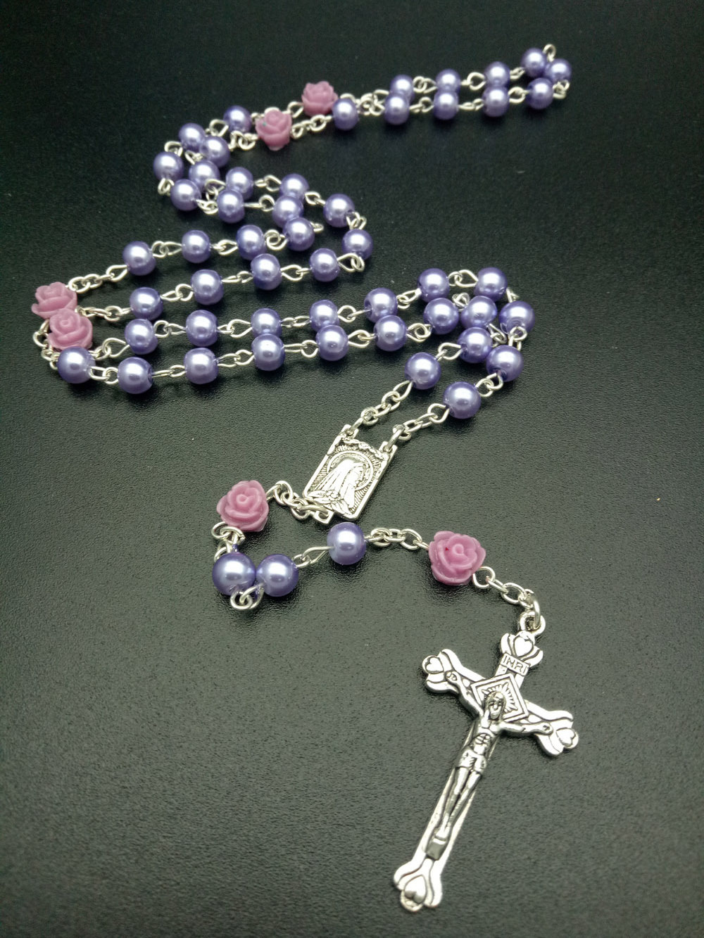 Hot sale Rosary Chain Custom Retro cross Design European Religious Handmade Catholic Rosary 6 mm Beads Necklace Women