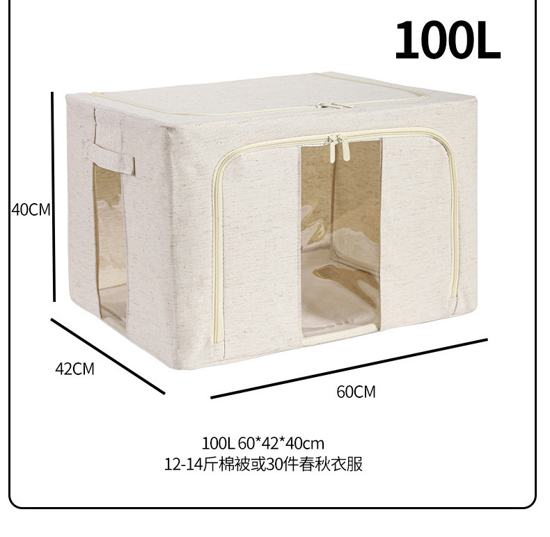 60L 100L Clothes Storage Foldable Blanket Storage Bag Storage Container for Organizing Bedroom Closet Clothing Comforter T