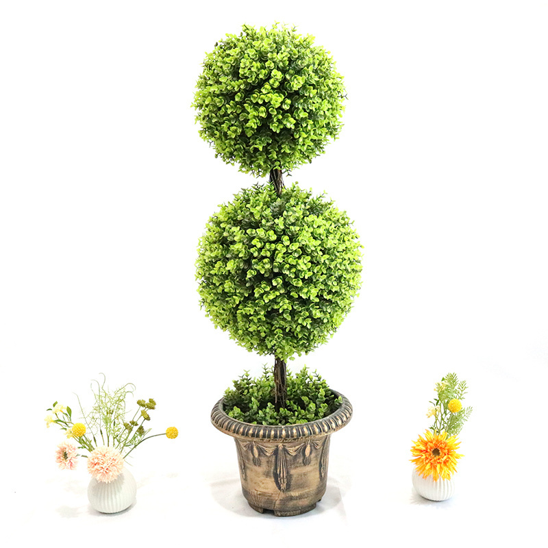 Factory Price UV Artificial grass ball green ivy boxwood preserved boxwood topiary ball