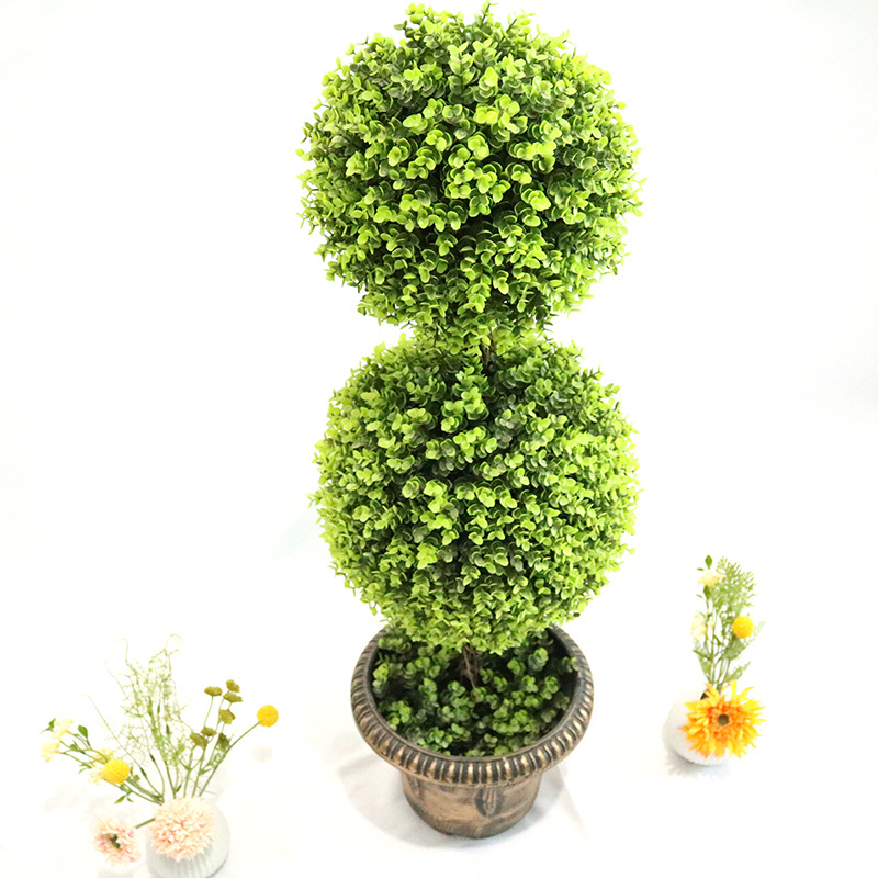 Factory Price UV Artificial grass ball green ivy boxwood preserved boxwood topiary ball