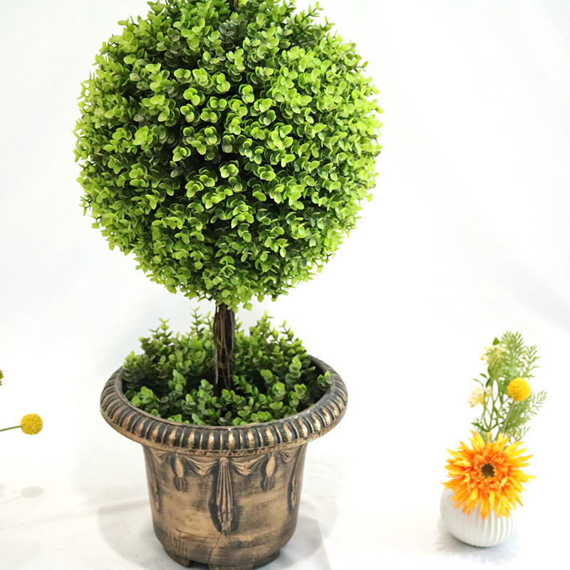 Factory Price UV Artificial grass ball green ivy boxwood preserved boxwood topiary ball