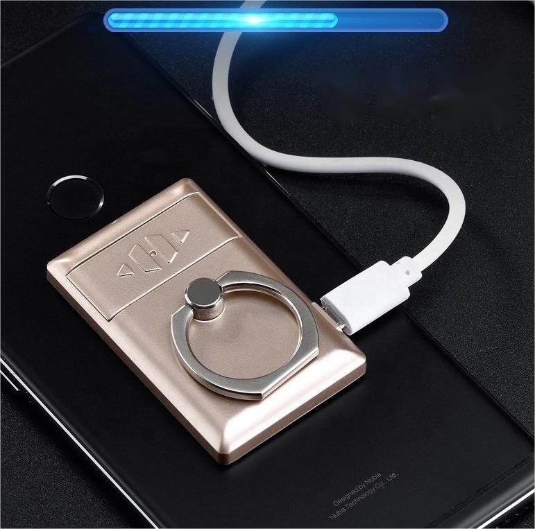 Encendedo 2 in 1 Phone Ring Holder Custom Flameless Rechargeable Electric Usb Charging Lighter Esqueiro Briquet Cigarette