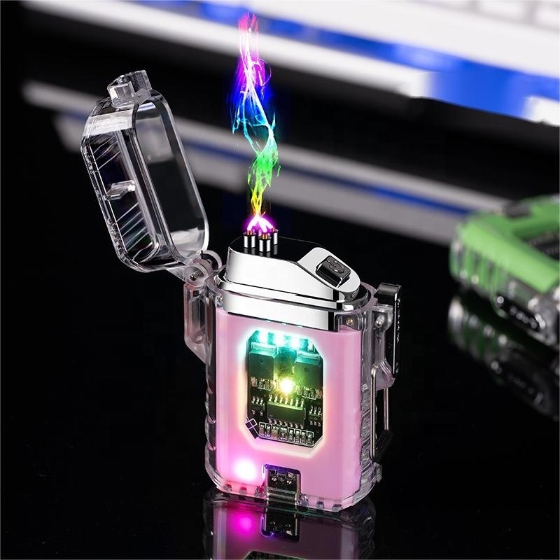 Electronic Rechargeable Lighter Transparent Waterproof Battery Plasma Arc LED Type-C Charging Lighter