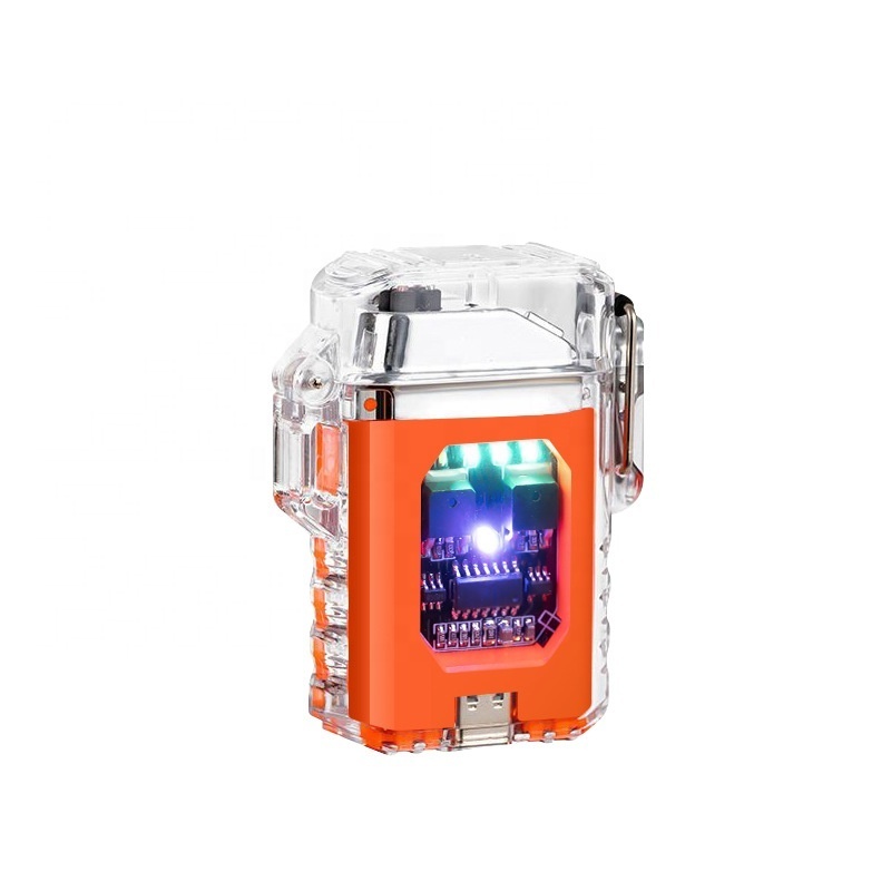 Electronic Rechargeable Lighter Transparent Waterproof Battery Plasma Arc LED Type-C Charging Lighter