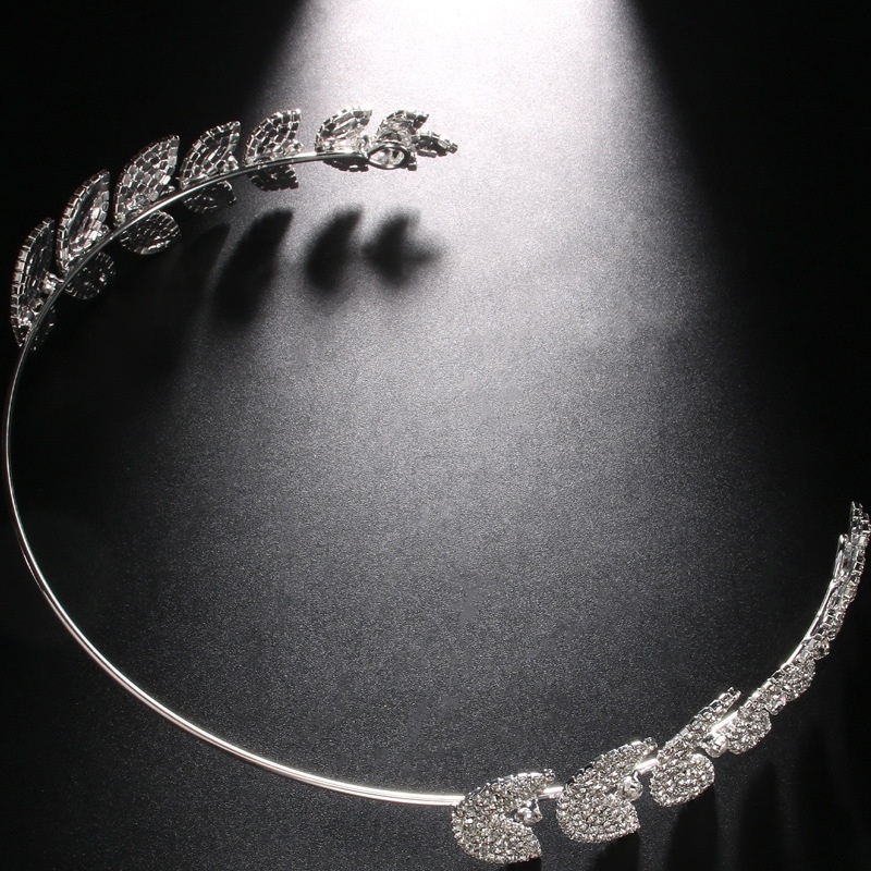 Luxury Leaf Rhinestone Hair Hoop Wedding Accessories Simple Elegant Bridal Headwear Jewelry