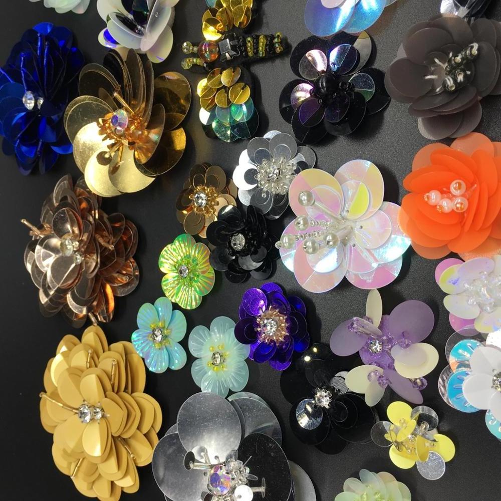 Flowers, Handmade Patches glass/resin, crystal rhinestones clothing applique beaded sequins flowers hand sew or glue