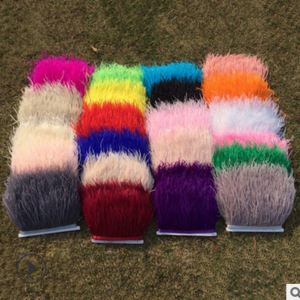 Factory Wholesale Ostrich Feathers Curly Diy Fabric Ostrich Feather Trims Fringes Tape Ribbon For Dress