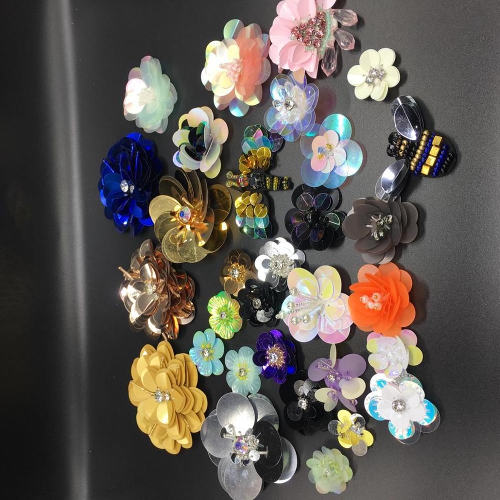 Flowers, Handmade Patches glass/resin, crystal rhinestones clothing applique beaded sequins flowers hand sew or glue