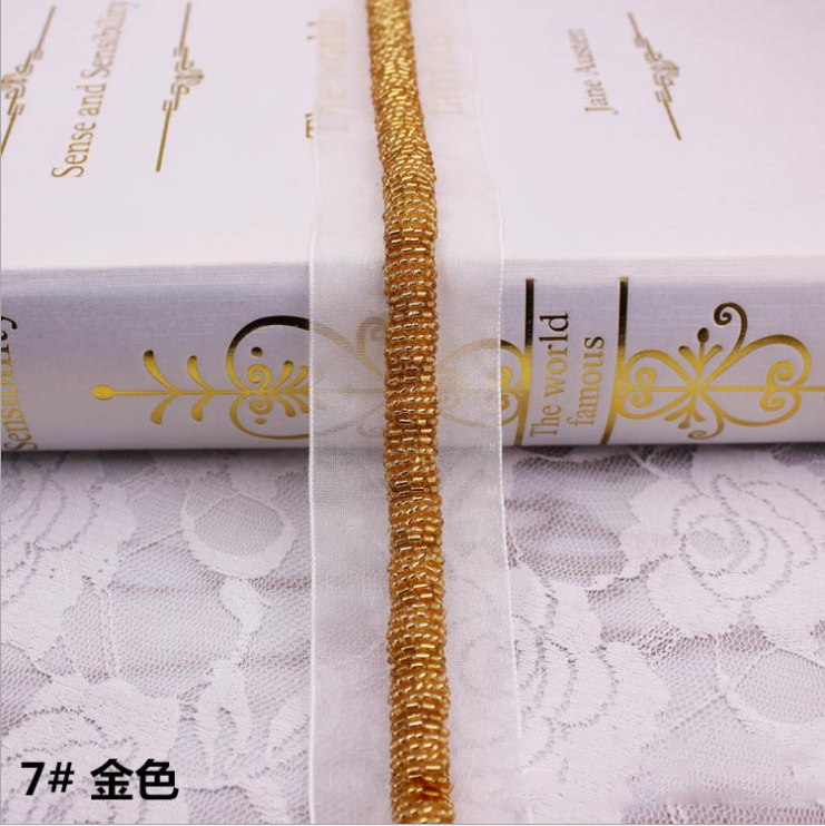 Luxury seed beads on mesh garment accessories beaded trim beaded tape for clothes