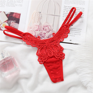 Womens Embroidered Flower Transparent Temptation Thong Hot Hollow Low Waist Sexy G Strings Panties